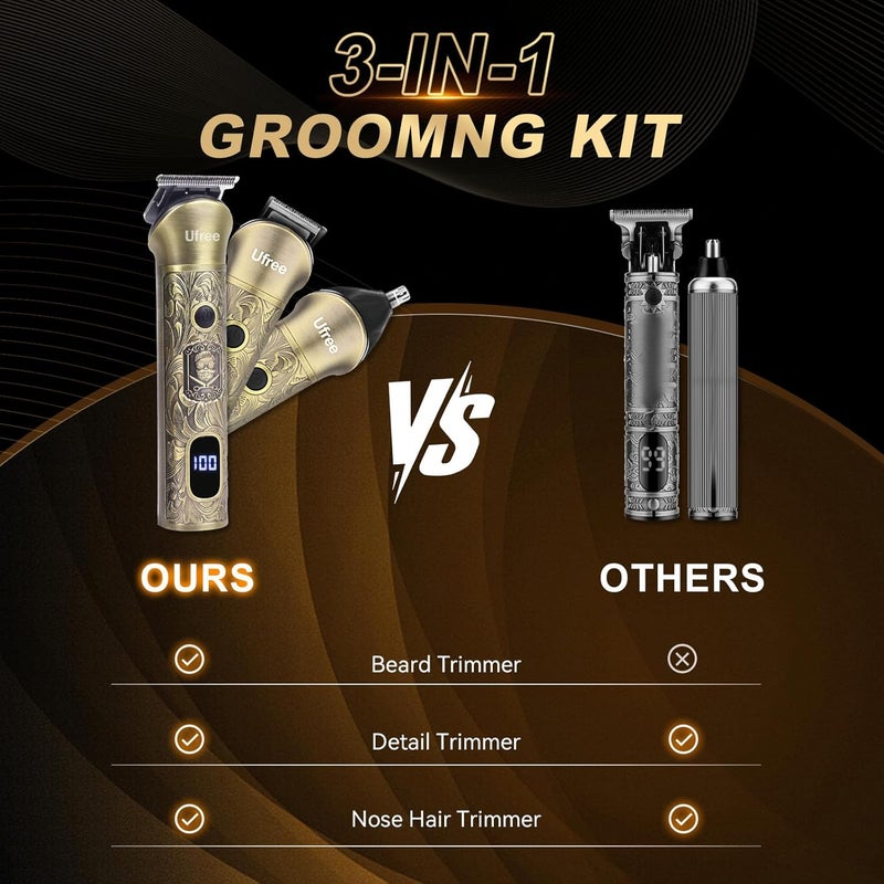 UFREE Beard Trimmer, Hair Clippers Mens Shaver Electric Razor, Hair Trimmer for Men Cordless Barber Clippers and Trimmers Set, Hair Cutting Kit for Men Grooming Gifts - Image 3